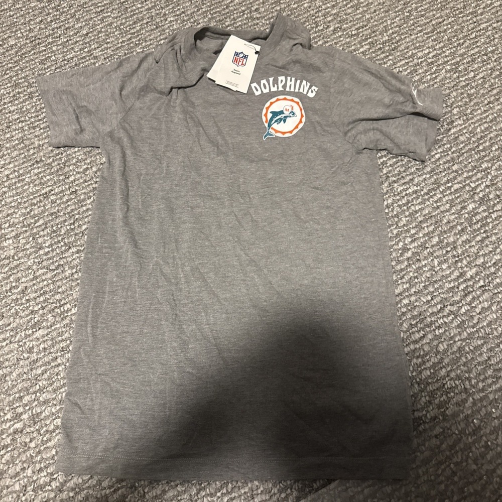 Nike Miami Dolphins NFL Short Sleeve Shirt Mens Gray 1966 Old Logo Tee Small $45
